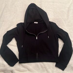Garage cropped black zip up hoodie.